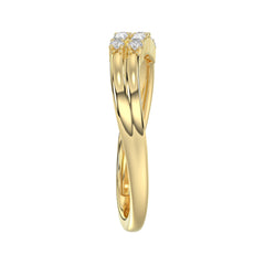 Ladies 10K Yellow Gold Diamond Fashion Ring 0.16 Ct Round & Baguette Diamond Jewelry