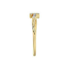 Ladies 10K Yellow Gold Diamond Fashion Ring 0.15 Ct Round & Baguette Diamond Jewelry