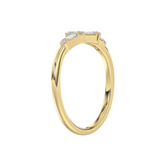 Ladies 10K Yellow Gold Diamond Fashion Ring 0.15 Ct Round & Baguette Diamond Jewelry