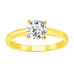 LADIES SOLITAIRE RING 0.25CT ROUND DIAMOND 14K YELLOW GOLD