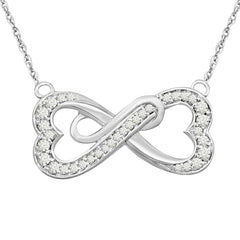 LADIES NECKLACE 0.20CT ROUND DIAMOND STERLING SILVER/WHITE GOLD