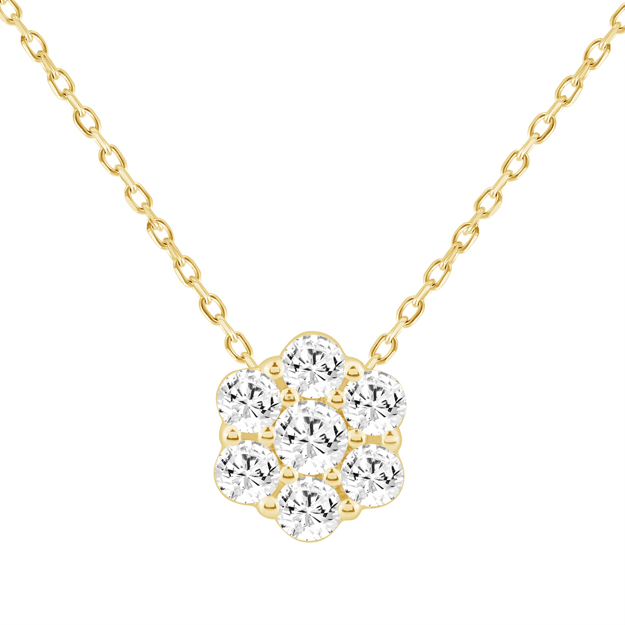 LADIES PENDANT WITH CHAIN 0.50CT ROUND DIAMOND 14K YELLOW GOLD