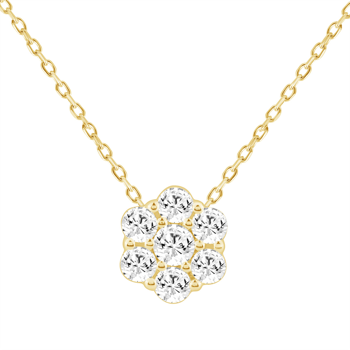 LADIES PENDANT WITH CHAIN 0.50CT ROUND DIAMOND 14K YELLOW GOLD
