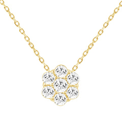LADIES PENDANT WITH CHAIN 0.50CT ROUND DIAMOND 14K YELLOW GOLD