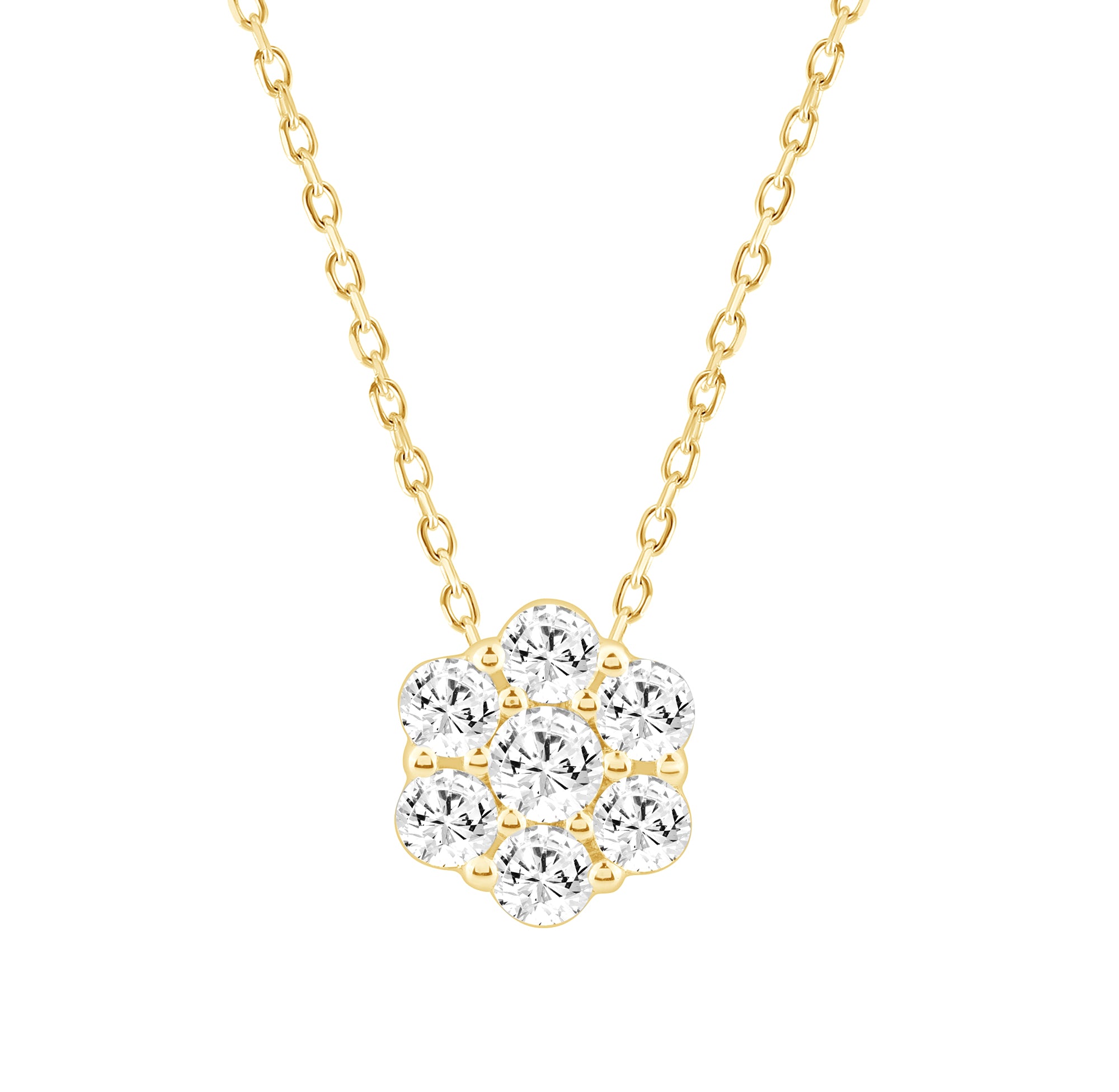 LADIES PENDANT WITH CHAIN 0.50CT ROUND DIAMOND 14K YELLOW GOLD
