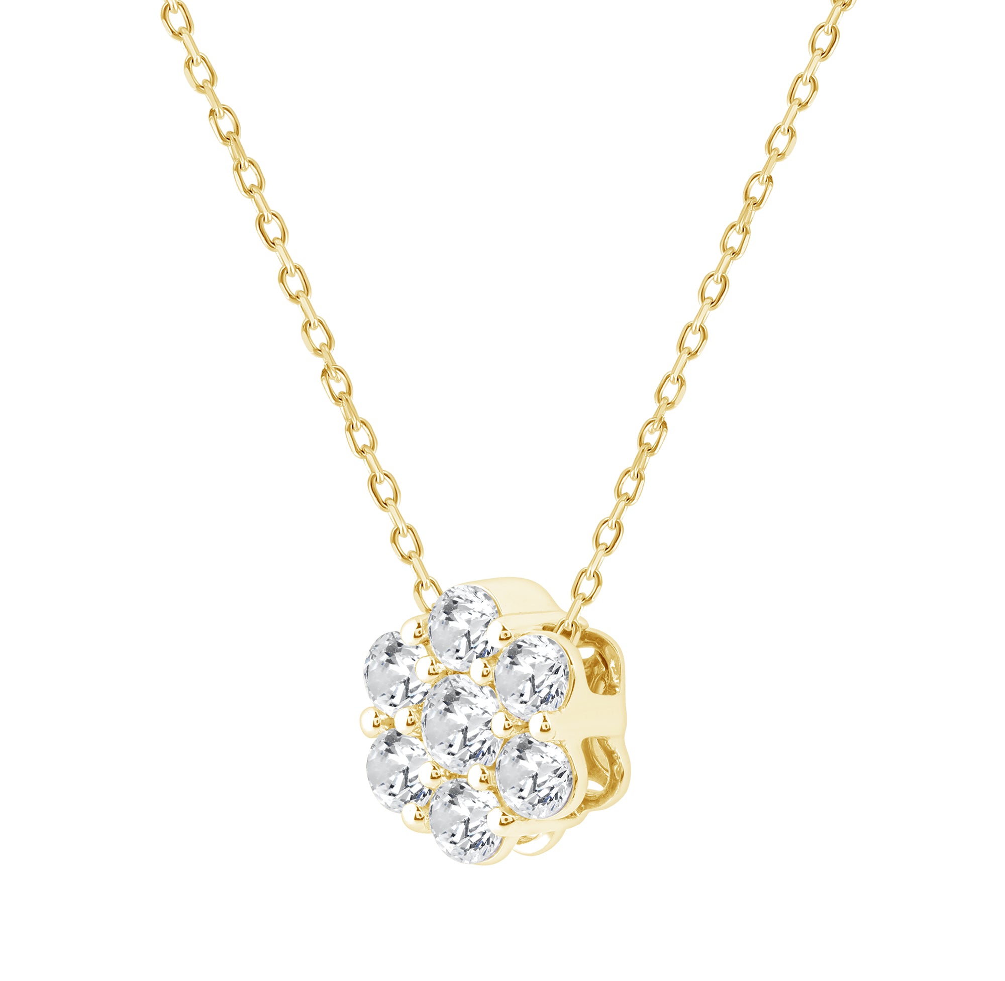 LADIES PENDANT WITH CHAIN 0.50CT ROUND DIAMOND 14K YELLOW GOLD