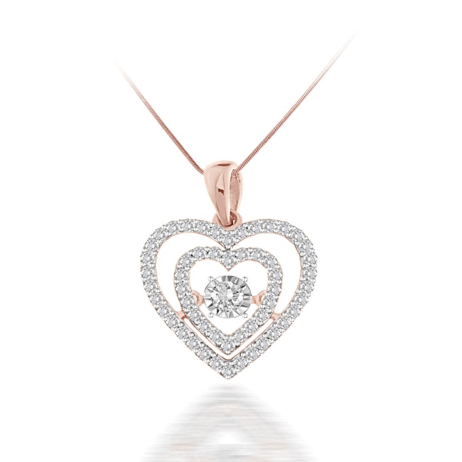 LADIES PENDANT WITH CHAIN 0.35CT ROUND/DARK BROWN 10K ROSE GOLD