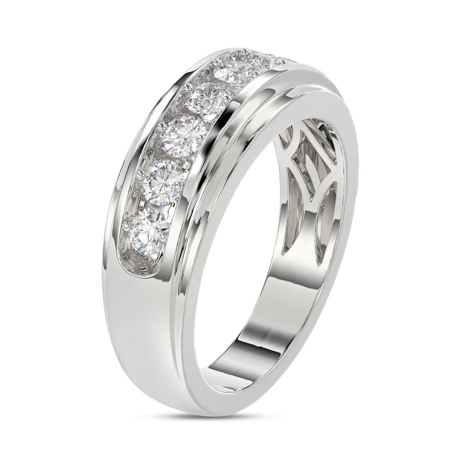MEN'S BAND 1.00CT ROUND DIAMOND 10K WHITE GOLD