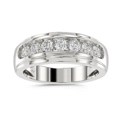 MEN'S BAND 1.00CT ROUND DIAMOND 10K WHITE GOLD