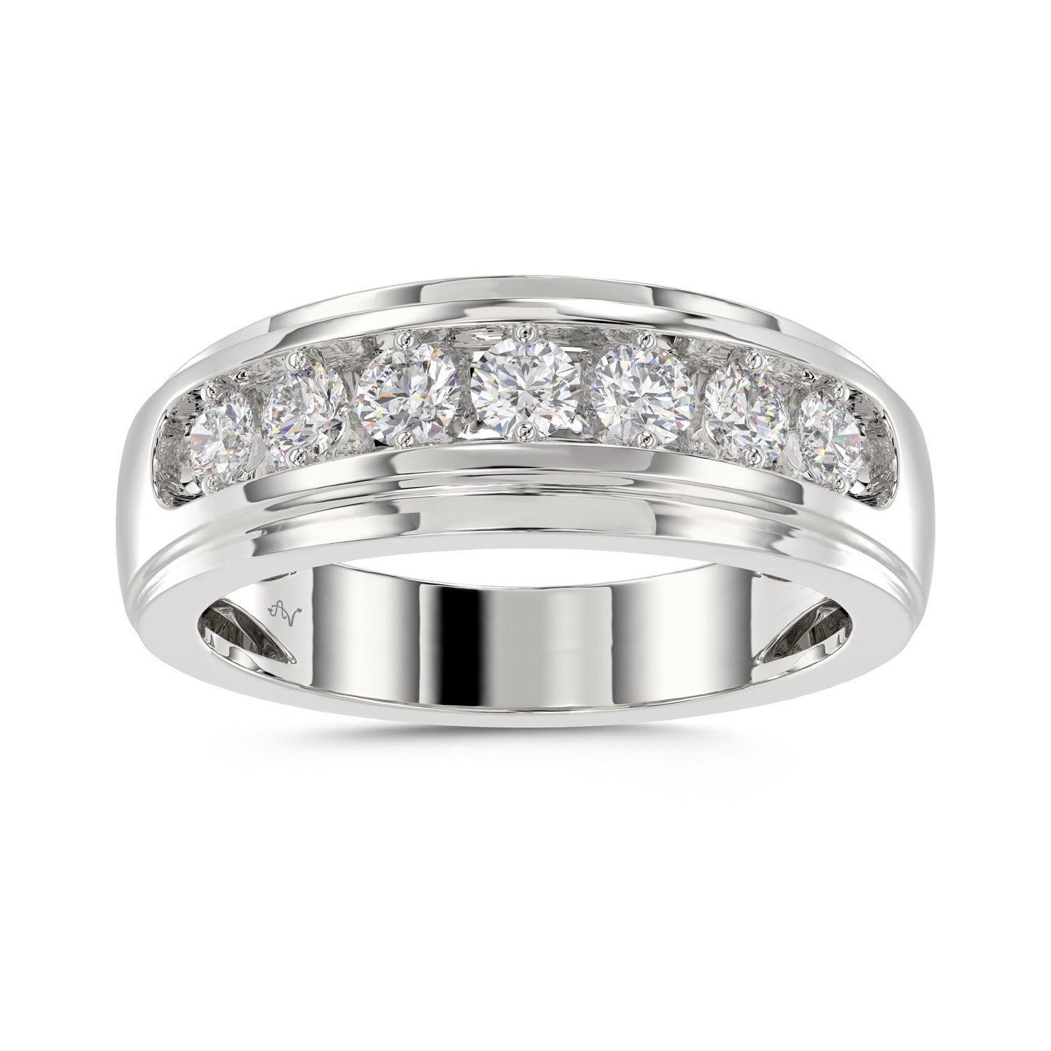 MEN'S BAND 1.00CT ROUND DIAMOND 10K WHITE GOLD