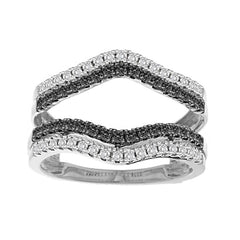 LADIES WRAP RING 0.50CT ROUND/BLACK DIAMOND 14K WHITE GOLD