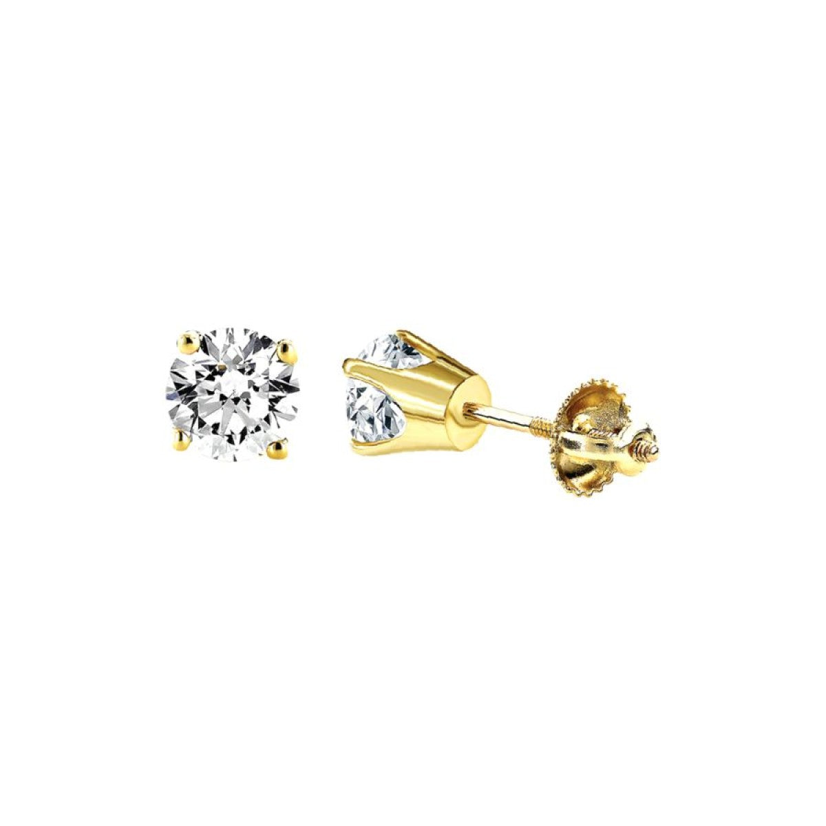 14K Yellow Gold Round Diamond Stud Earrings 0.50CT Elegant Women’S Diamond Jewelry