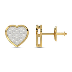 MEN'S HEART YUVA EARRING 0.10CT ROUND DIAMOND 10K YELLOW GOLD