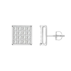 Sterling Silver White 0.10CT Round Diamond Yuva Square Cluster Stud Earrings Women�S Fine Jewelry