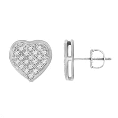 Heart-Shaped Diamond Yuva Earrings 0.15Ct Round Elegant Sterling Silver Fashion Earrings Jewelry