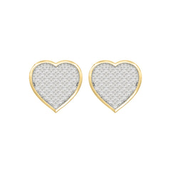 Yuva Brand 10K Yellow Gold  0.25Ct Round Diamond Heart Shaped Earrings Stylish Women Diamond Fashion Earrings