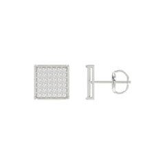 Sterling Silver White 0.25CT Round Diamond Yuva Square Cluster Earrings Women�S Fine Jewelry