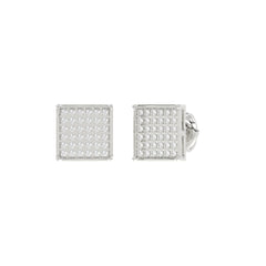 Sterling Silver White 0.25CT Round Diamond Yuva Square Cluster Earrings Women�S Fine Jewelry