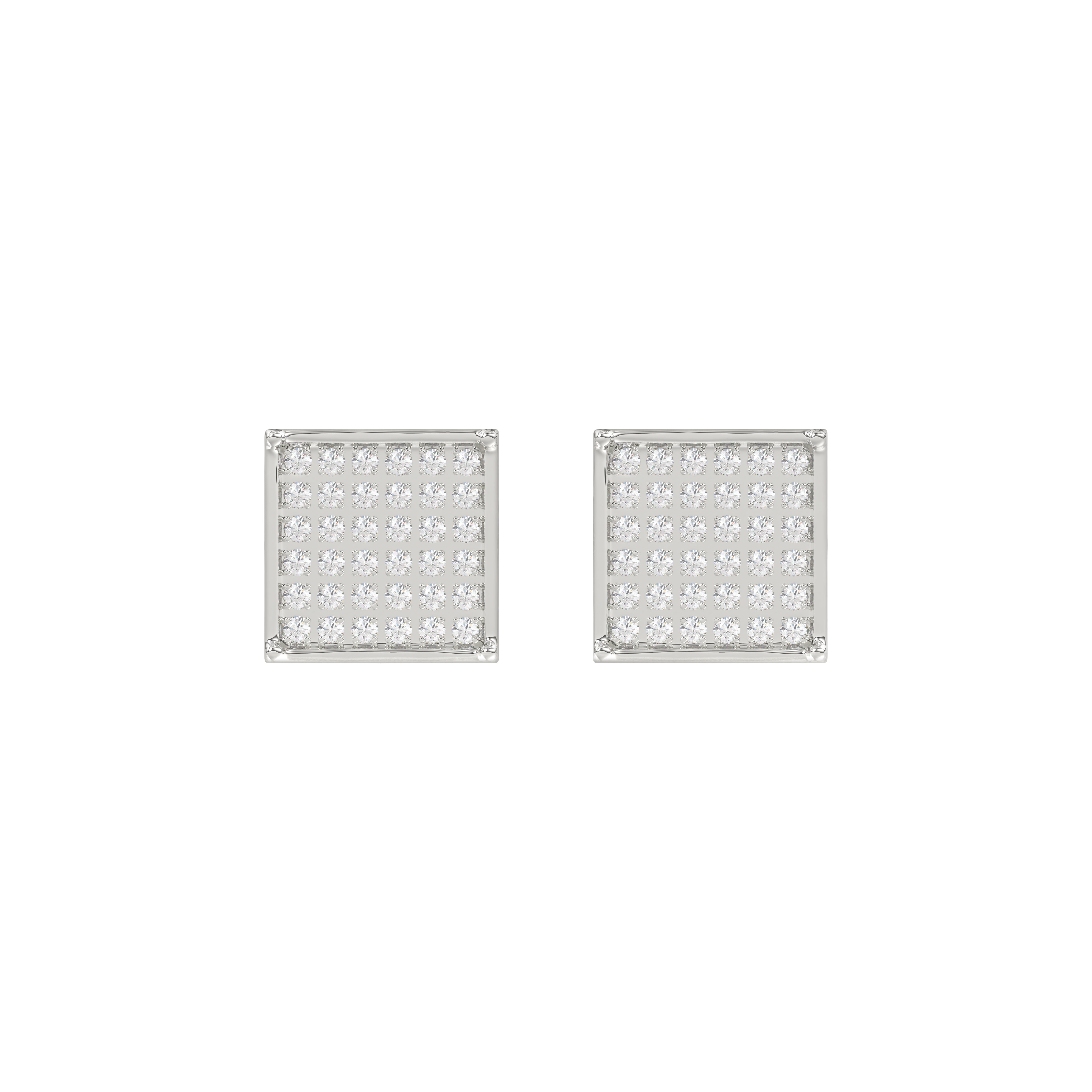Sterling Silver White 0.25CT Round Diamond Yuva Square Cluster Earrings Women�S Fine Jewelry