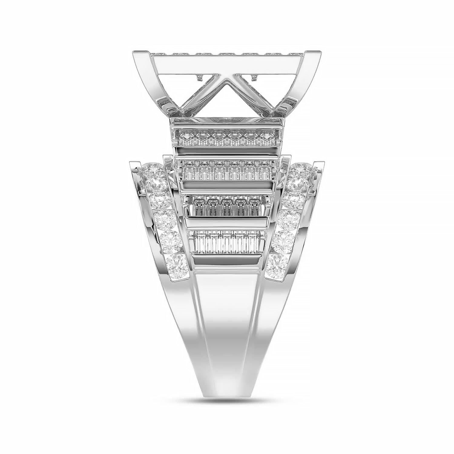 LADIES RING 4.00CT ROUND/PRINCESS/BAGUETTE DIAMOND 10K WHITE GOLD