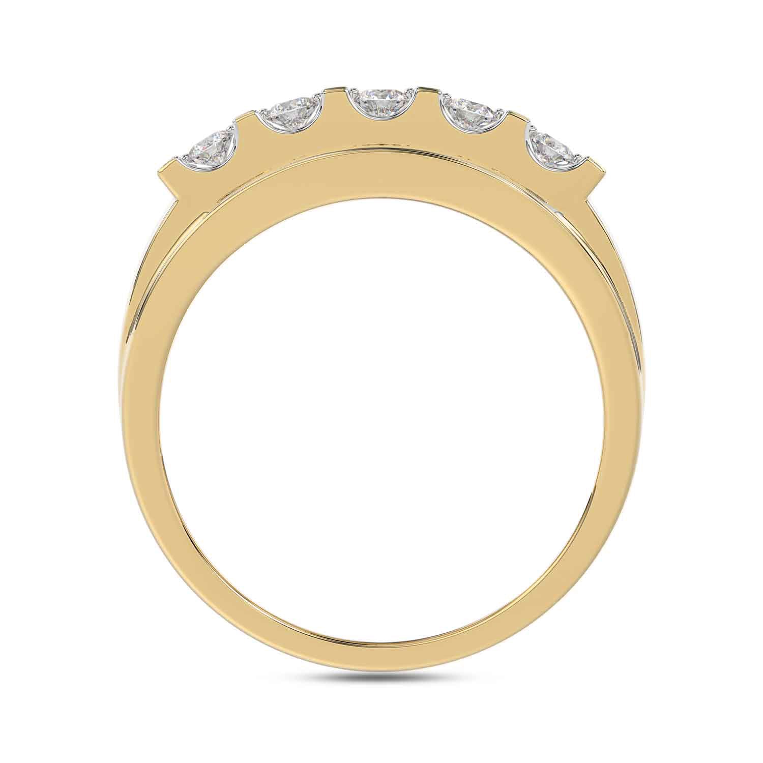 MEN'S BAND 1.50CT ROUND DIAMOND 10K YELLOW GOLD