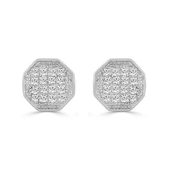 Elegant 0.10Ct Round Diamond Yuva Stud Earrings In Sterling Silver Stylish Ladies Everyday Jewelry