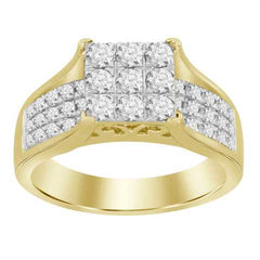 LADIES RING 1.00CT ROUND DIAMOND 10K YELLOW GOLD