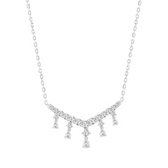 LADIES NECKLACE 3CT ROUND/PEAR DIAMOND 14K WHITE GOLD