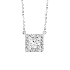 LADIES NECKLACE 1CT ROUND/PRINCESS DIAMOND 14K WHITE GOLD (CENTER STONE PRINCESS DIAMOND 3/4CT )