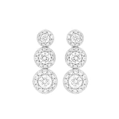 LADIES EARRINGS 3 3/4CT ROUND DIAMOND 14K WHITE GOLD (CENTER STONE ROUND DIAMOND 1 1/3C T )