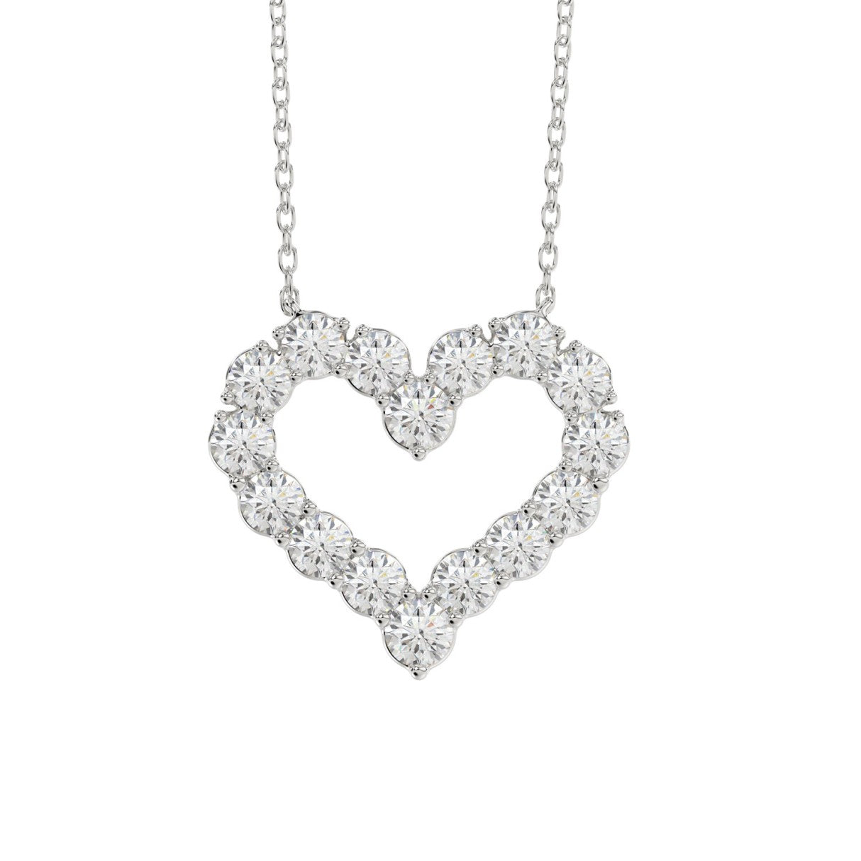 LADIES NECKLACE 3 1/3CT ROUND DIAMOND 14K WHITE GOLD
