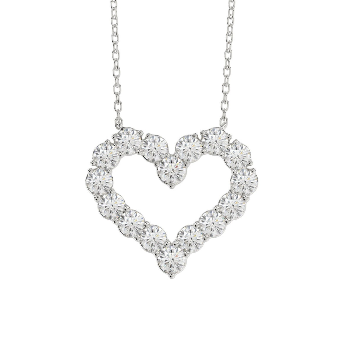 LADIES NECKLACE 3 1/3CT ROUND DIAMOND 14K WHITE GOLD