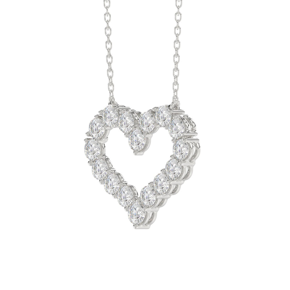 LADIES NECKLACE 3 1/3CT ROUND DIAMOND 14K WHITE GOLD