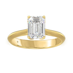 LADIES SOLITAIRE RING 2CT EMERALD DIAMOND 14K YELLOW GOLD