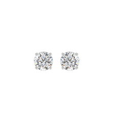 LADIES SOLITAIRE EARRINGS 1/2CT ROUND DIAMOND 14K WHITE GOLD