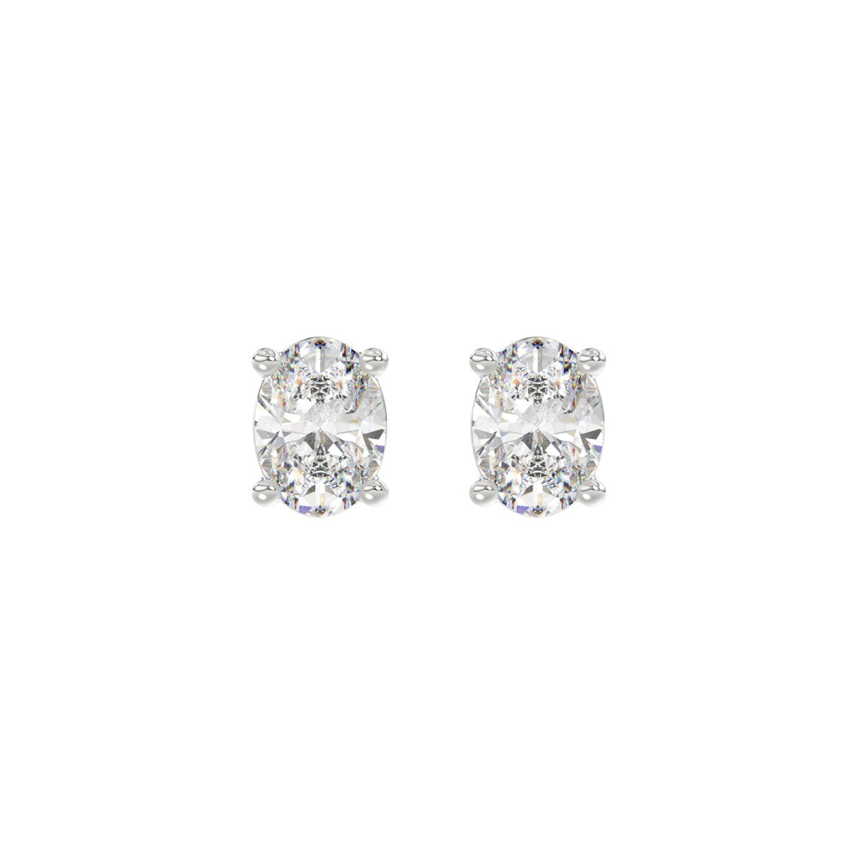 LADIES SOLITAIRE EARRINGS 1 1/2CT OVAL DIAMOND 14K WHITE GOLD