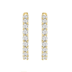 LADIES HOOP EARRINGS 7CT ROUND DIAMOND 14K YELLOW GOLD