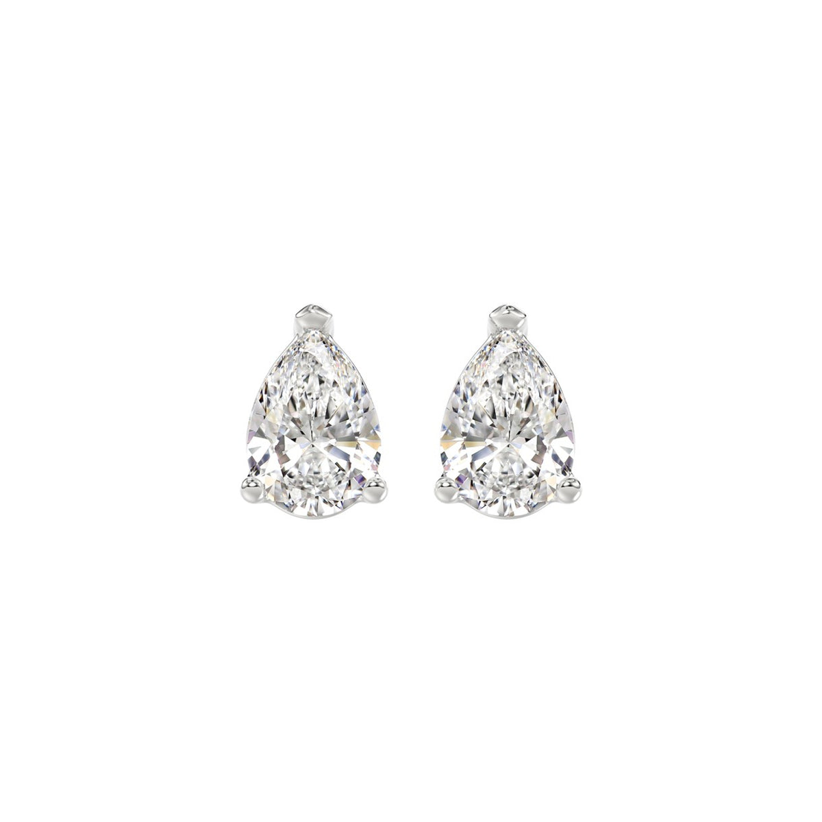 LADIES SOLITAIRE EARRINGS 2CT PEAR DIAMOND 14K WHITE GOLD