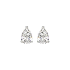 LADIES SOLITAIRE EARRINGS 2CT PEAR DIAMOND 14K WHITE GOLD