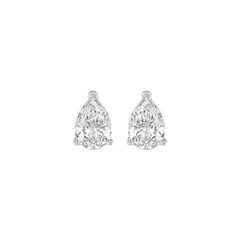 LADIES SOLITAIRE EARRINGS 1 1/2CT PEAR DIAMOND 14K WHITE GOLD