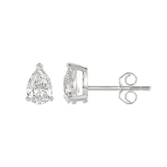 LADIES SOLITAIRE EARRINGS 1 1/2CT PEAR DIAMOND 14K WHITE GOLD