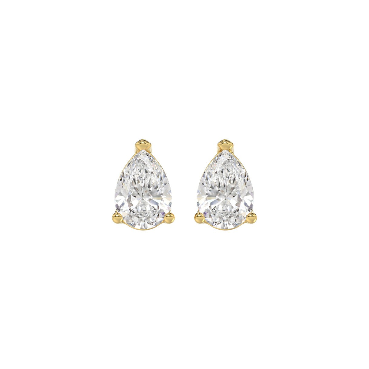 LADIES SOLITAIRE EARRINGS 1 1/2CT PEAR DIAMOND 14K YELLOW GOLD