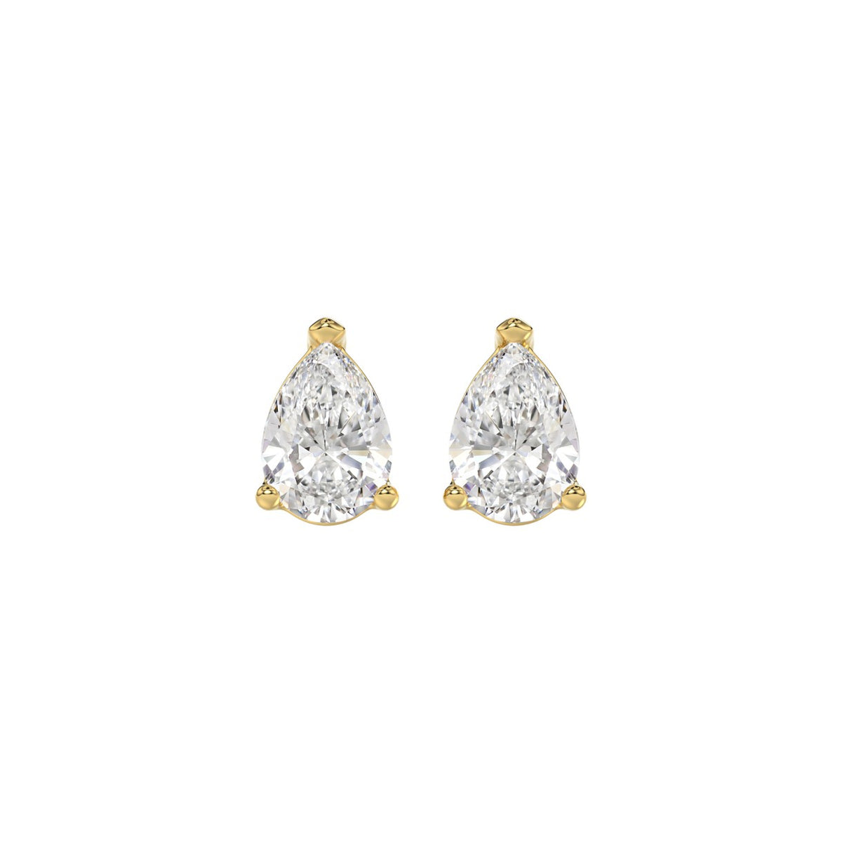 LADIES SOLITAIRE EARRINGS 1 1/2CT PEAR DIAMOND 14K YELLOW GOLD