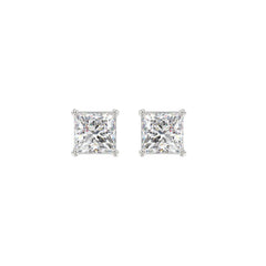 LADIES SOLITAIRE EARRINGS 1 1/2CT PRINCESS DIAMOND 14K WHITE GOLD (CENTER STONE  PRINCESS DIAMOND 3/4CT)