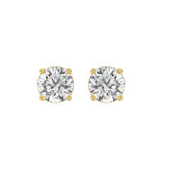 LADIES SOLITAIRE EARRINGS 3CT ROUND DIAMOND 14K YELLOW GOLD (CENTER STONE ROUND DIAMOND 1 1/2CT)