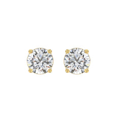 LADIES SOLITAIRE EARRINGS 3CT ROUND DIAMOND 14K YELLOW GOLD (CENTER STONE ROUND DIAMOND 1 1/2CT)
