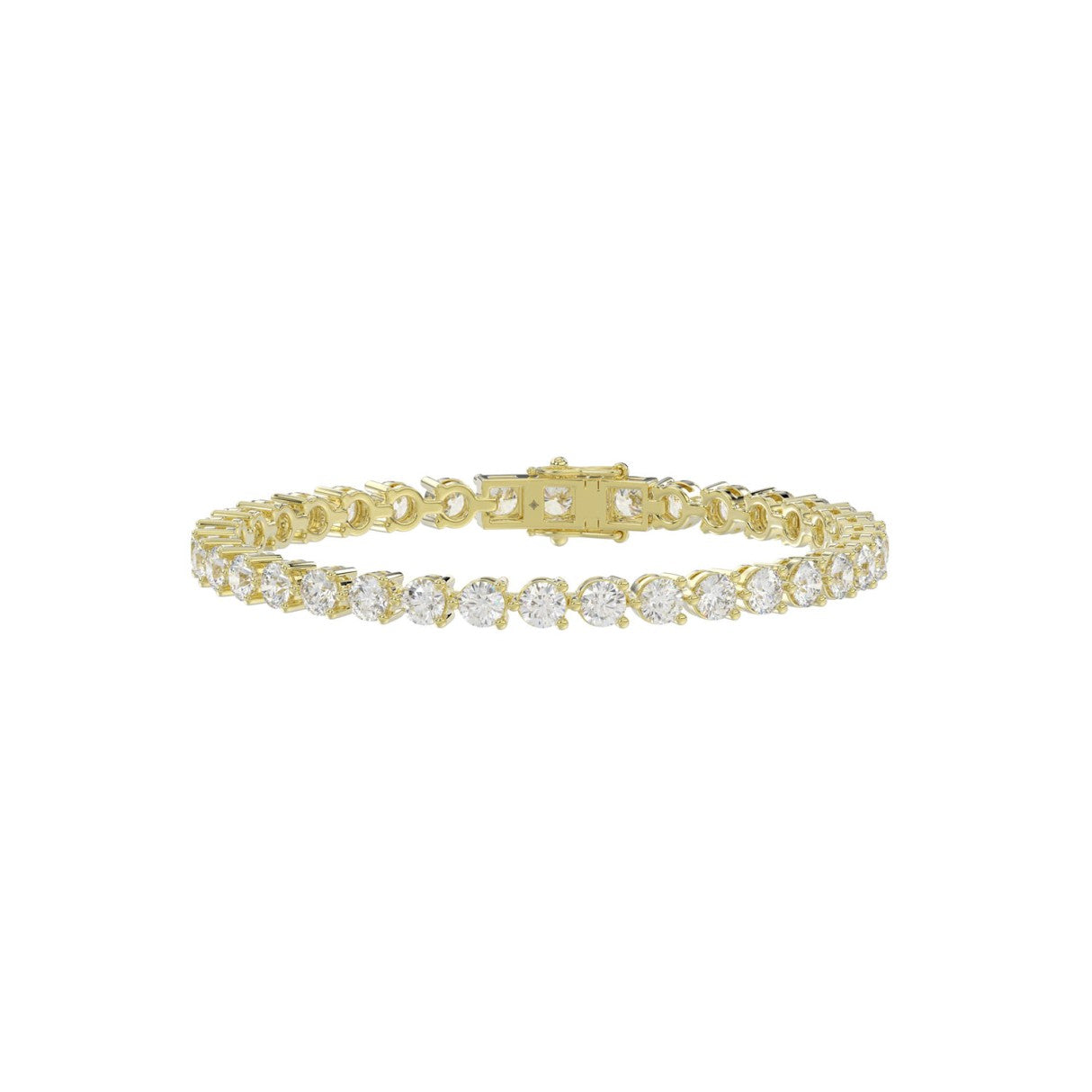 LADIES BRACELET 9CT ROUND DIAMOND 14K YELLOW GOLD