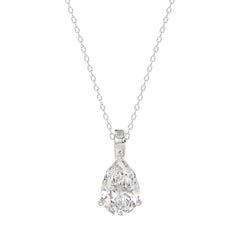 LADIES SOLITAIRE PENDANT WITH CHAIN 1 1/2CT PEAR DIAMOND 14K WHITE GOLD
