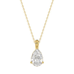 LADIES SOLITAIRE PENDANT WITH CHAIN 1 1/2CT PEAR DIAMOND 14K YELLOW GOLD