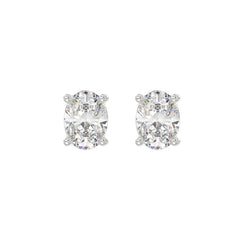 LADIES SOLITAIRE EARRINGS 3CT OVAL DIAMOND 14K WHITE GOLD (CENTER STONE OVAL DIAMOND 1 1/2CT )
